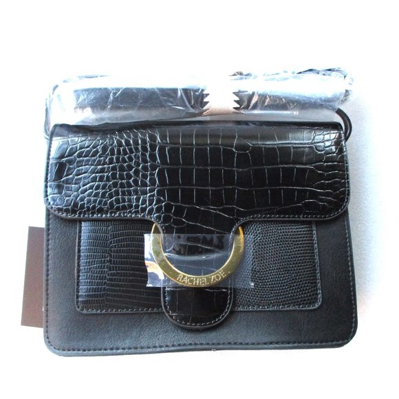 Rachel Zoe Handbags - Rachel Zoe Irim Crossbody Bag in Black Faux Croc